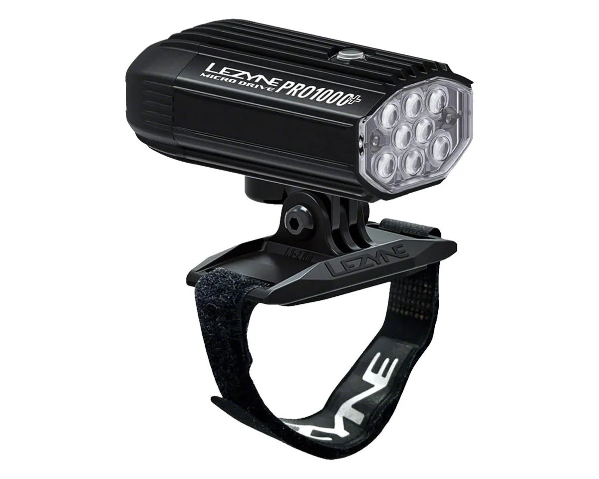 Lezyne Helmet Micro Drive Pro 1000+ Front Headlight (Black) (1000 Lumens) (W/ GoPro Style Helmet Mount)